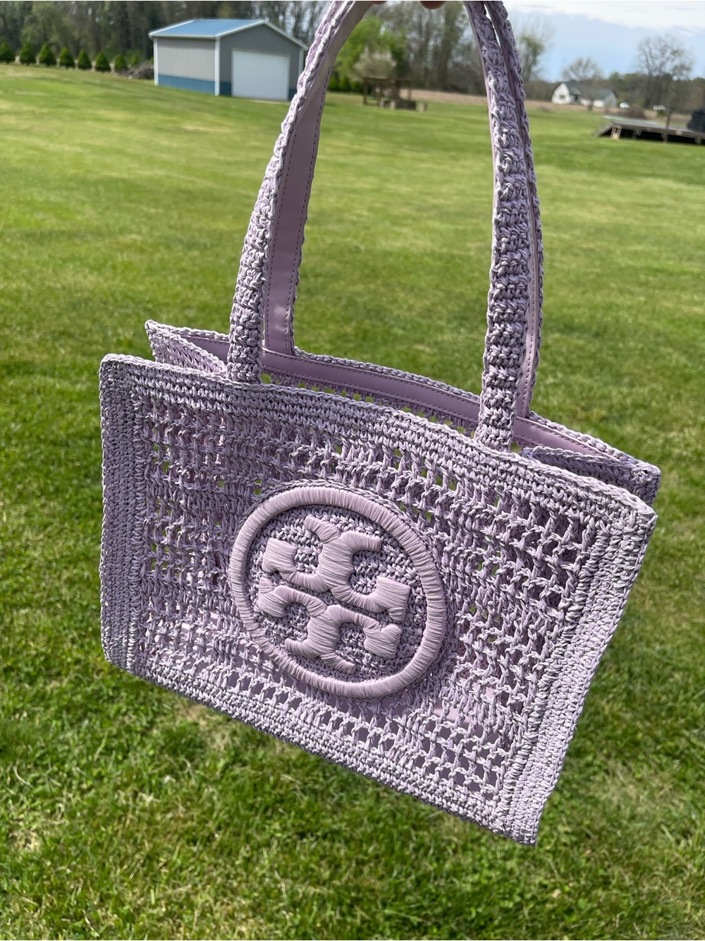 NWT Tory Burch Hand Crocheted Ella Tote - Small Pale Purple - 100% AUTHENTIC